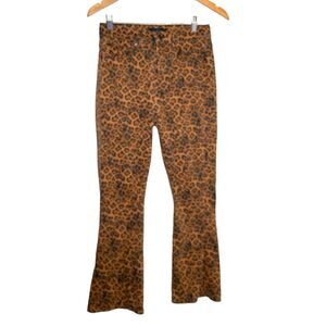 7 For All Mankind High-Waist Slim Kick Flared Jeans Leopard Pants Size 27
